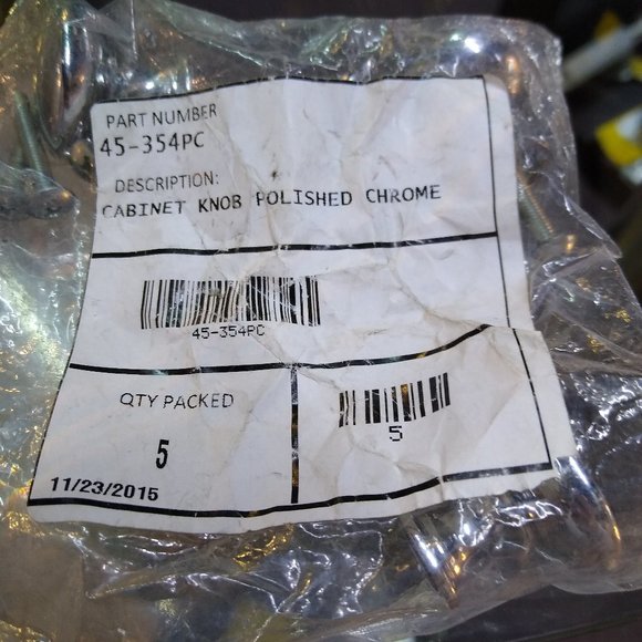 Round Shape Cabinet Knob Chrome Set of 5 - Picture 4 of 6